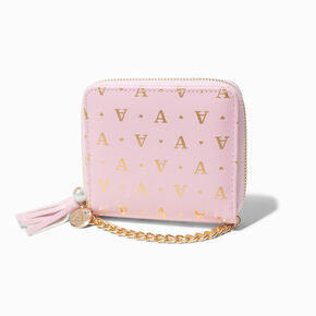 Golden Initial Chain-Strap Wallet - A,