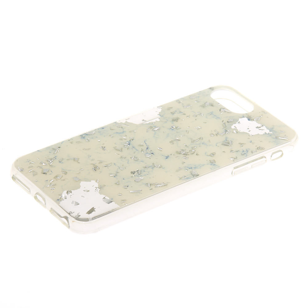 White Marble and Silver Flake Phone Case - Fits iPhone 6/7/8,