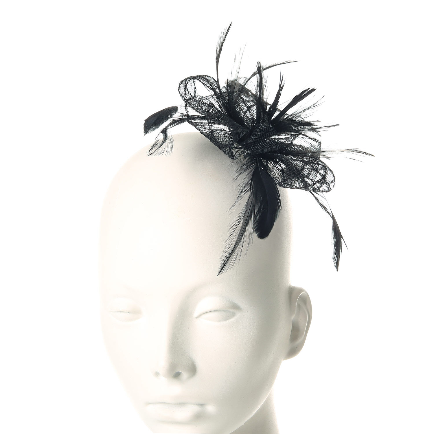 Black Mesh Feather Fascinator Flower,