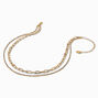 Gold-tone Paperclip Chain &amp; Crystal Multi-Strand Necklace,