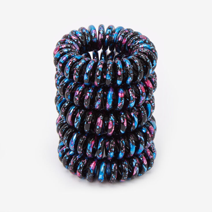 Claire's Mini élastiques torsadés à éclaboussures noirs - Lot de 5
