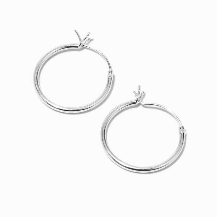 C LUXE by Claire&#39;s Sterling Silver 16mm Hinge Hoop Earrings,