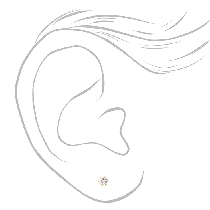 18ct Gold Plated Cubic Zirconia Cupcake Stud Earrings - 3MM,