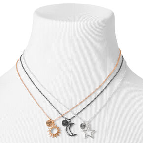 Best Friends Mixed Metal Cosmic Pendant Necklaces - 3 Pack,