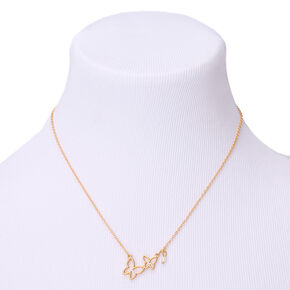 Gold Double Butterfly Pendant Necklace,