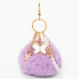 Butterfly Pearl Pom Keychain - Purple,