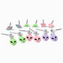 Neon Alien Earrings Set - 6 Pack,