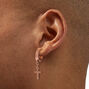 Rose Gold-tone 15mm Cross Hoop Earrings,