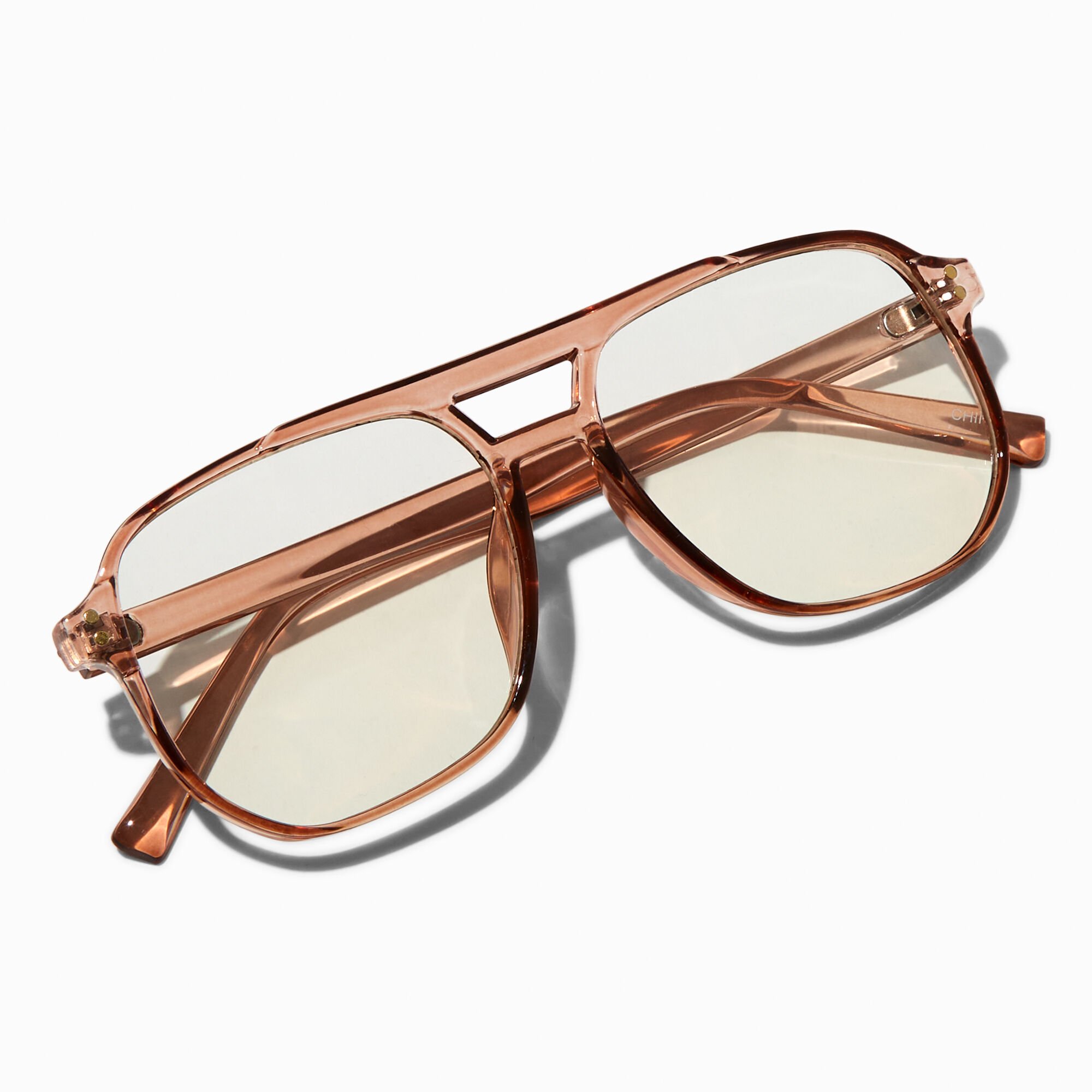 Brown Aviator Clear Lens Frames,