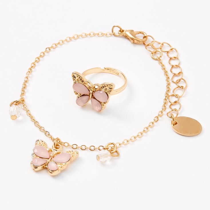Claire&#39;s Club Pink Butterfly Gold Jewelry Set - 3 Pack,