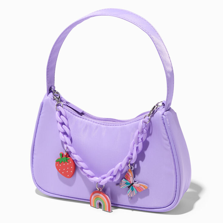 Enamel Charms Purple Shoulder Handbag,