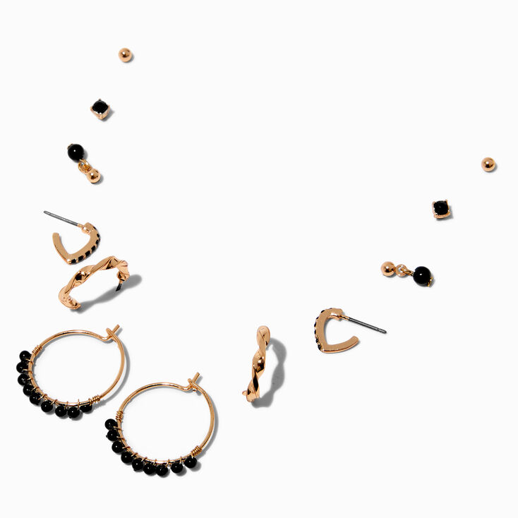 Black Onyx Beaded Earring Stackables Set - 6 Pack,