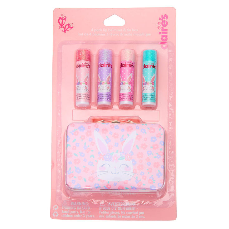 Claire&#39;s Club Claire the Bunny Lip Balm Set &amp; Tin Box - 4 Pack,