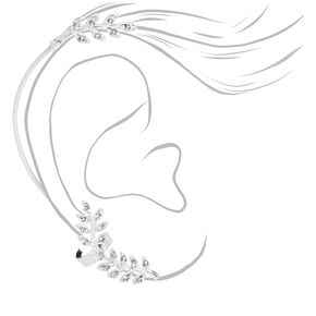 Silver Embellished Leaf Ear Cuff Connector Earring,