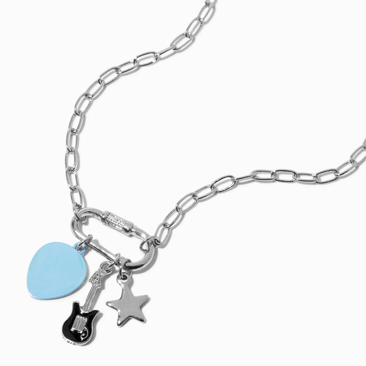 Blue Rockstar Carabiner Pendant Necklace,