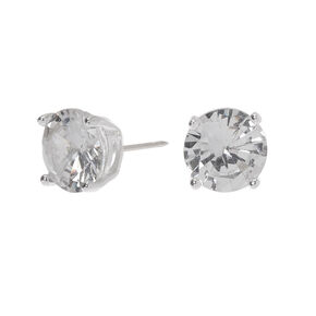 C LUXE by Claire&#39;s Sterling Silver Cubic Zirconia 7mm Round Stud Earrings,