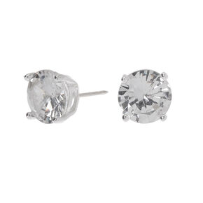 C LUXE by Claire&#39;s Sterling Silver Cubic Zirconia 7MM Round Stud Earrings,