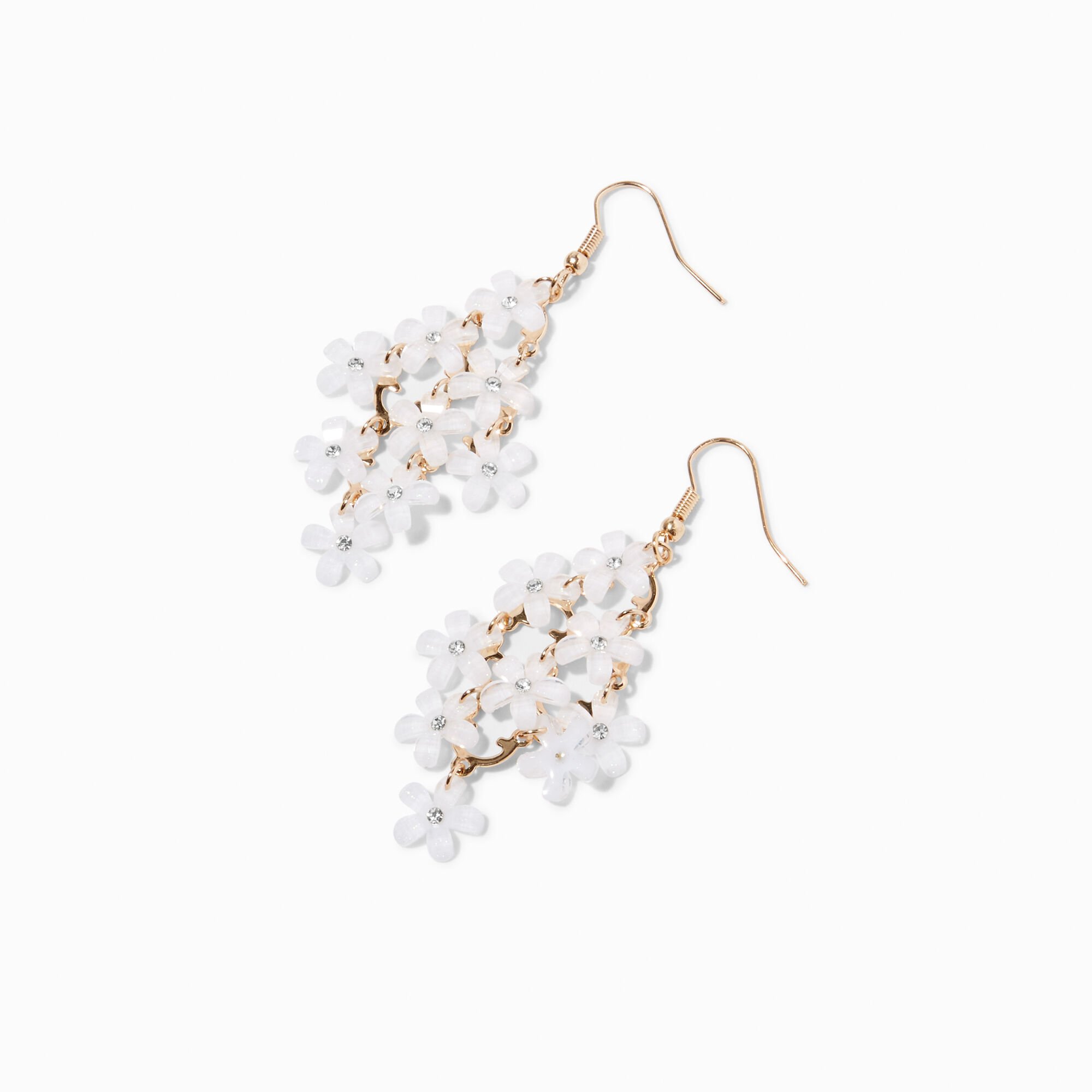 White flower dangle earrings discount