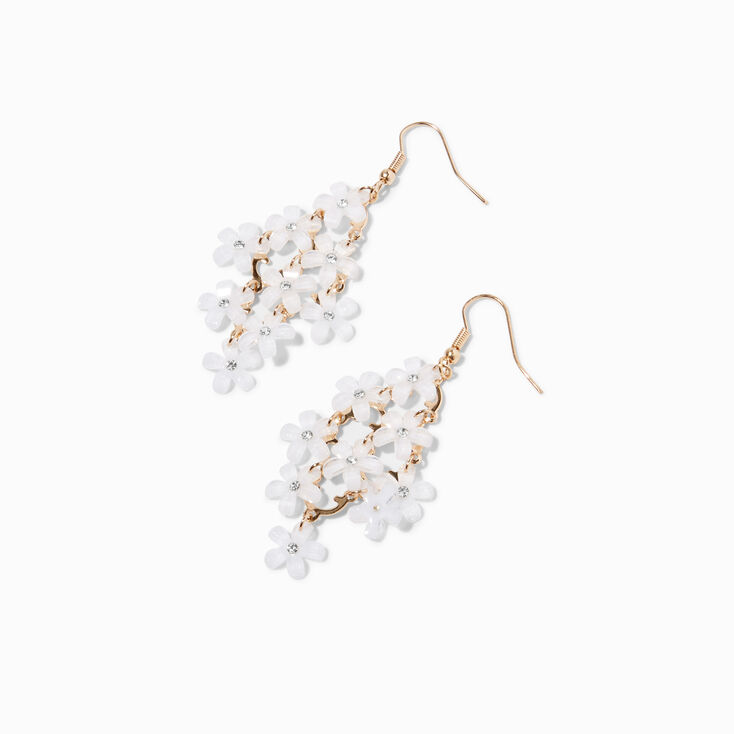 White Flower Chandelier 2.5&quot; Drop Earrings,
