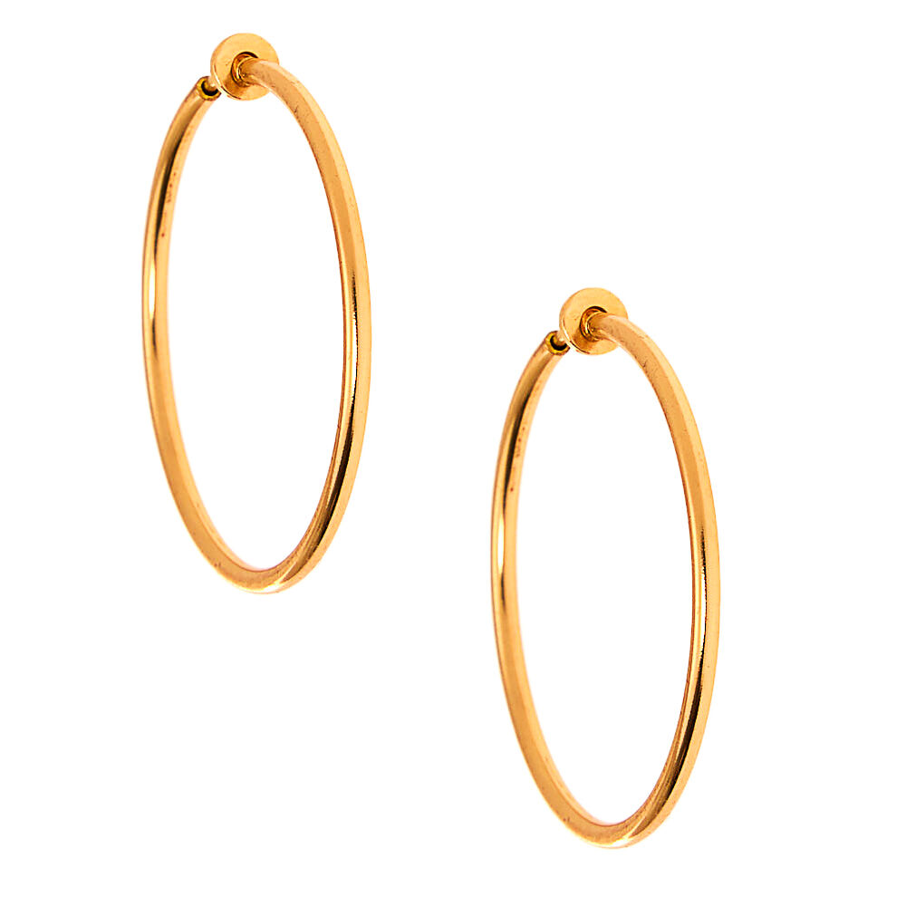 Silver 40MM Clip On Hoop Earrings,