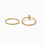 Gold-tone Stainless Steel Cubic Zirconia Marquise Ring Set - 2 Pack,