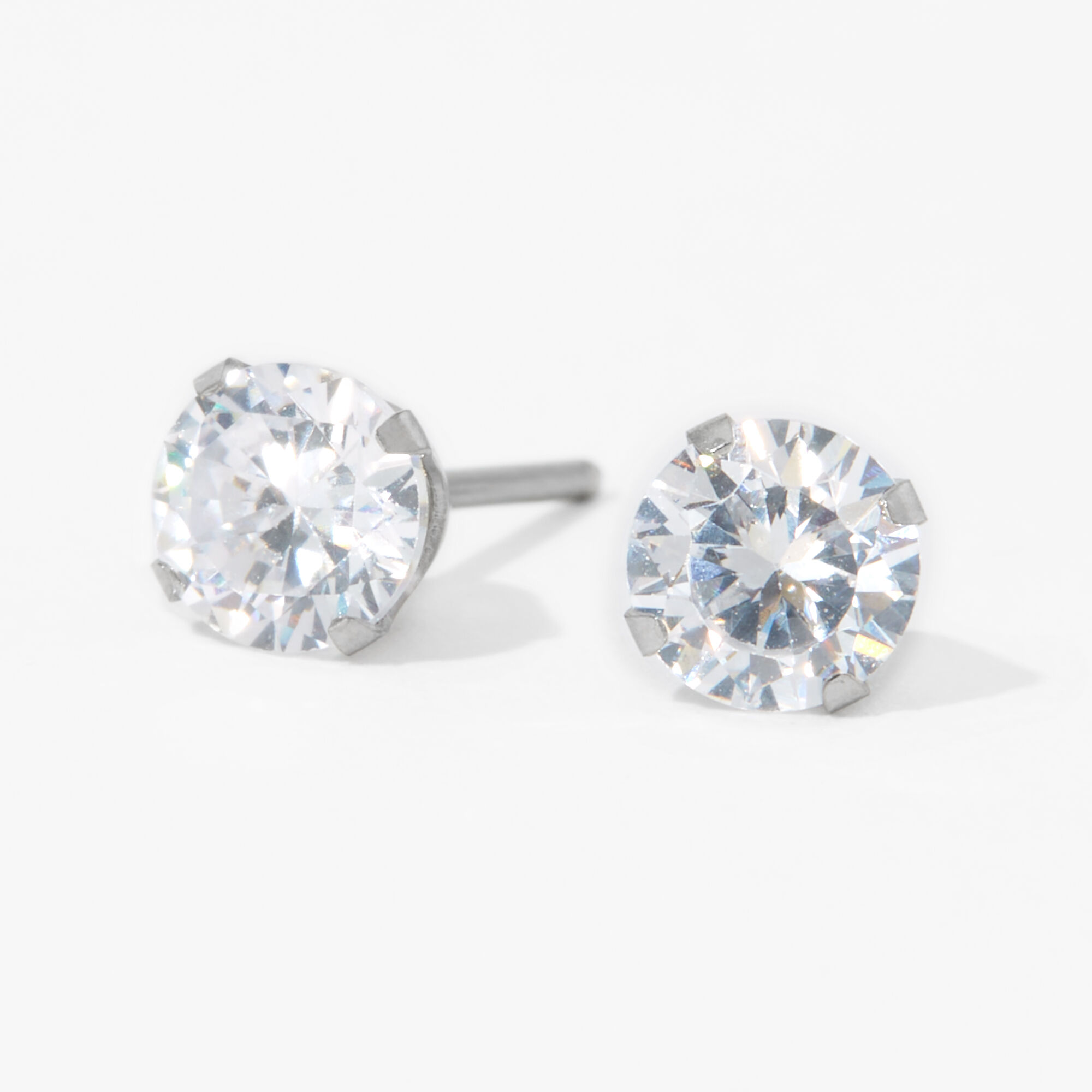 Stainless Steel 5mm Cubic Zirconia Studs Ear Piercing Kit with Ear