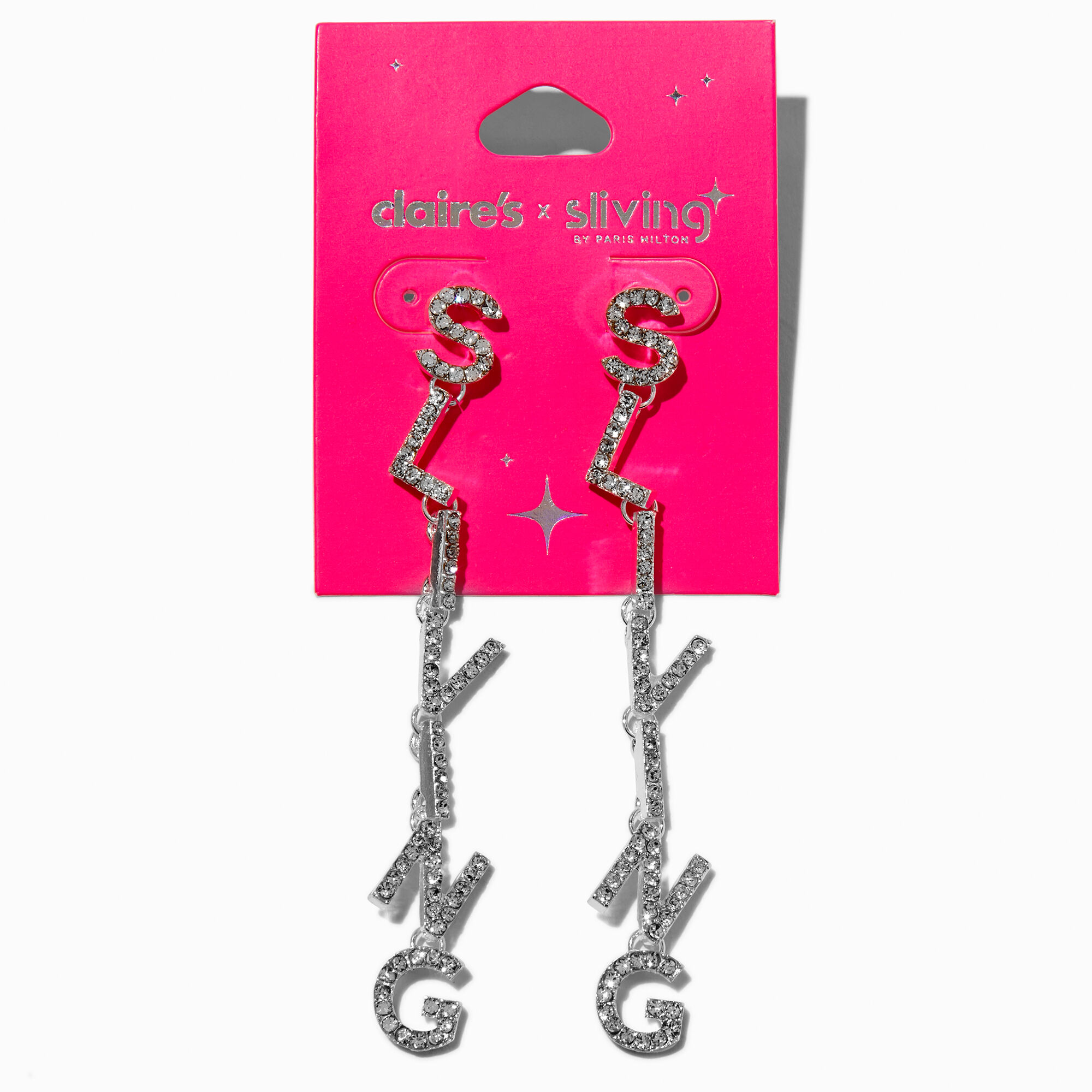 View Claires X Sliving By Paris Hilton Drop Earrings Silver information