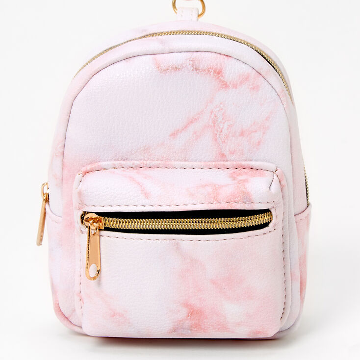 Pink Marble Mini Backpack Keychain