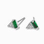 Emerald Green Cubic Zirconia Triangle Stud Earrings,