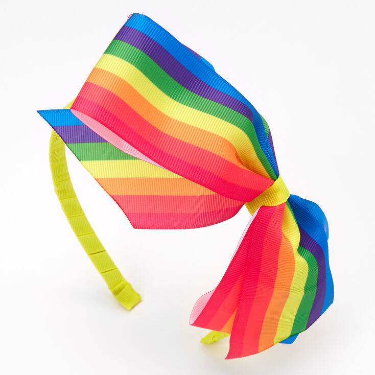 Rainbow Striped Giant Bow Headband,