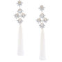 5&quot; Tassel Crystal Clip On Drop Earrings - White,