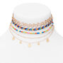 Gold Rainbow Disc Mixed Choker Necklaces - 5 Pack,