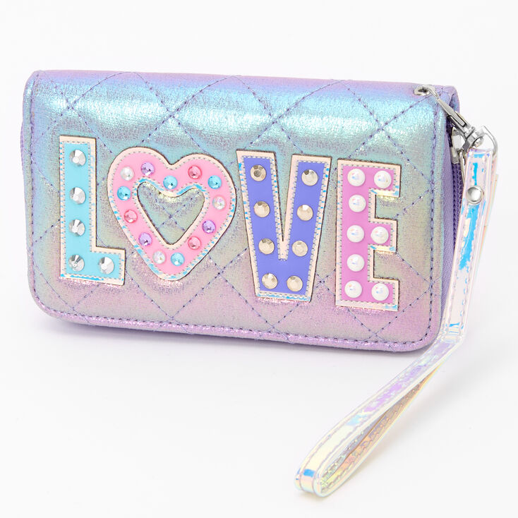 Claire's Pochette poignet « Love » arc-en-ciel - Violet