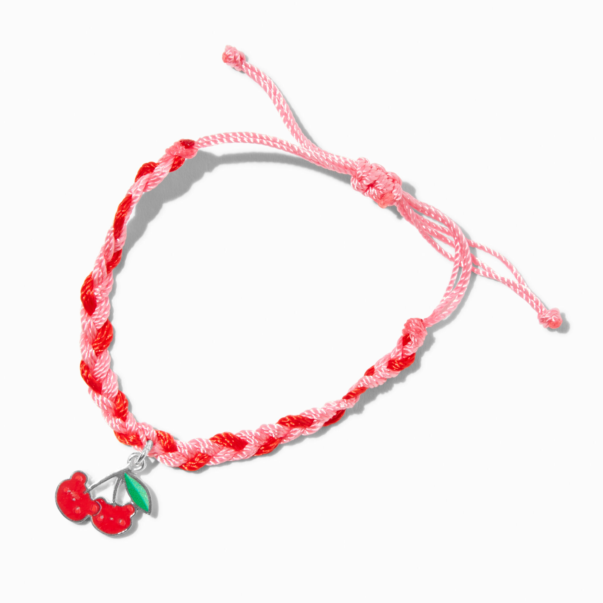 Bracelet réglable tressé ours cerise,