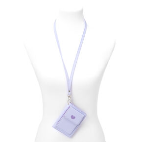 Single Heart Wallet with Lanyard - Lavender,