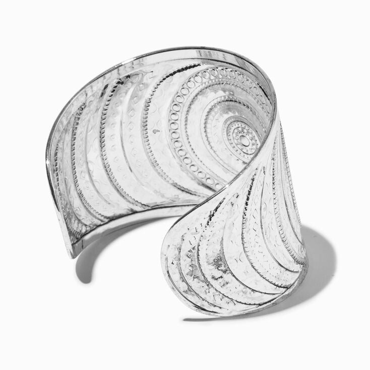 Silver-tone Antiqued Medallion Cuff Bracelet,