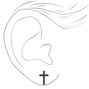 C LUXE by Claire&#39;s Black &amp; Silver Titanium Crystal Cross Stud Earrings,