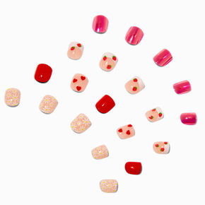 Claire&#39;s Club Strawberry Press On Vegan Faux Nail Set - 4 Pack,