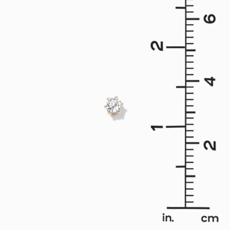 18kt Gold Plated Cubic Zirconia Round Stud Earrings - 5MM,