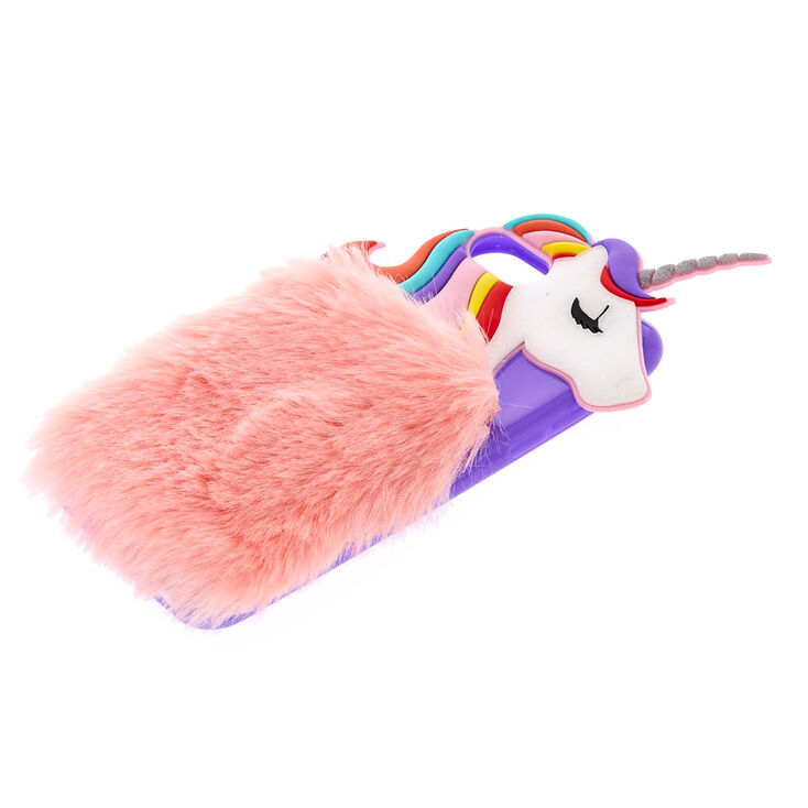 Rainbow Unicorn Faux Fur Phone Case,