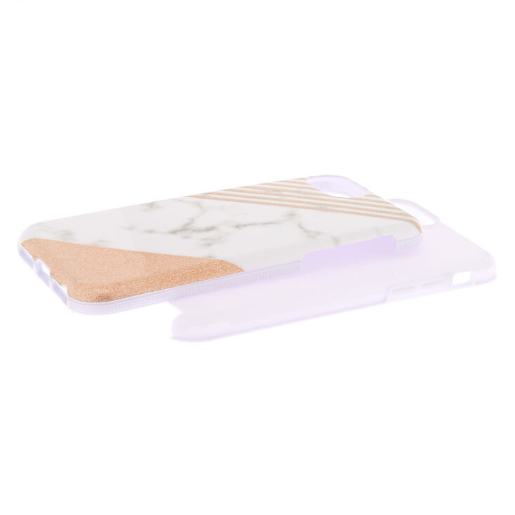 Coque de protection pour portable effet marbr&eacute; &agrave; rayures et paillettes - Compatible avec iPhone 6/7/8/SE,