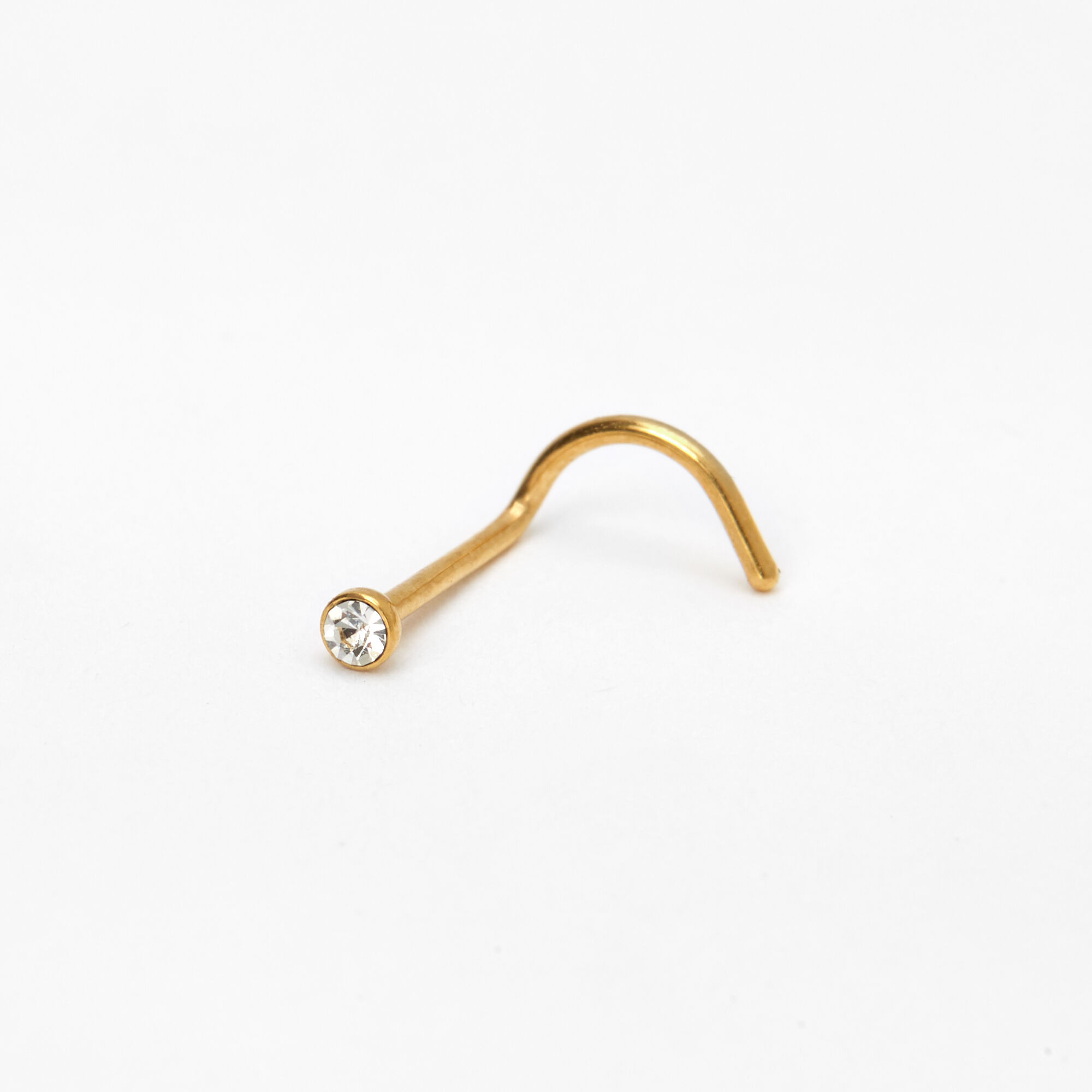 Gold Titanium 20G Crystal Bezel Nose Stud Claire s US