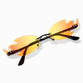 Faded Orange Flame Shaped Sunglasses,