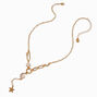 Gold-tone Paperclip Star Charm Y-Neck Necklace,