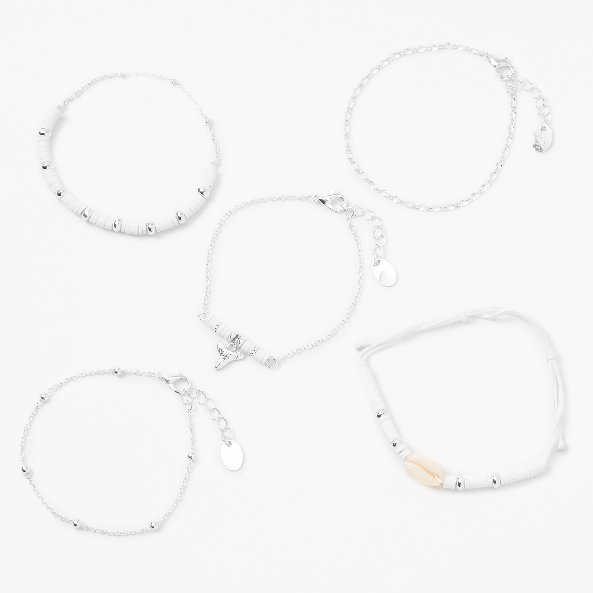 Shell & Shark's Tooth Bracelet Set - 5 Pack,