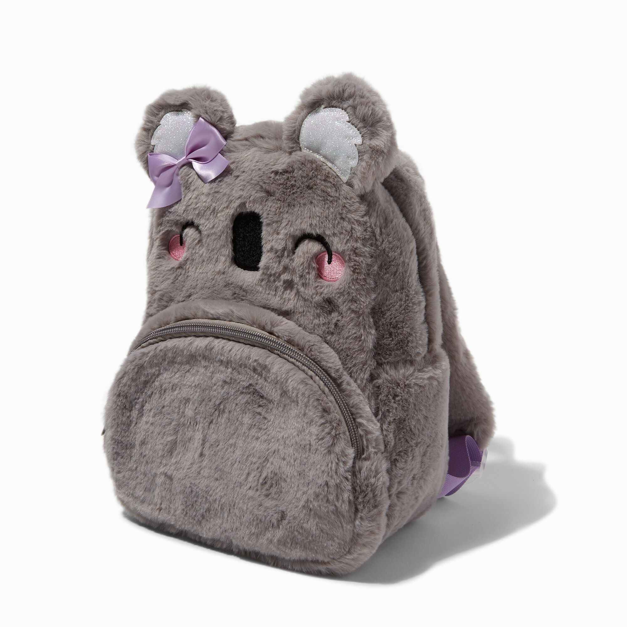 View Claires Club Furry Koala Bow Backpack Purple information