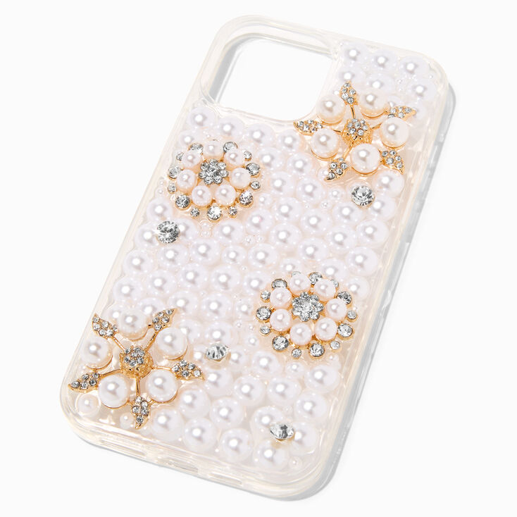 Crystal &amp; Pearl Flowers Bling Phone Case - Fits iPhone&reg; 13 Pro Max,