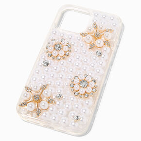 Crystal &amp; Pearl Flowers Bling Phone Case - Fits iPhone&reg; 13 Pro Max,