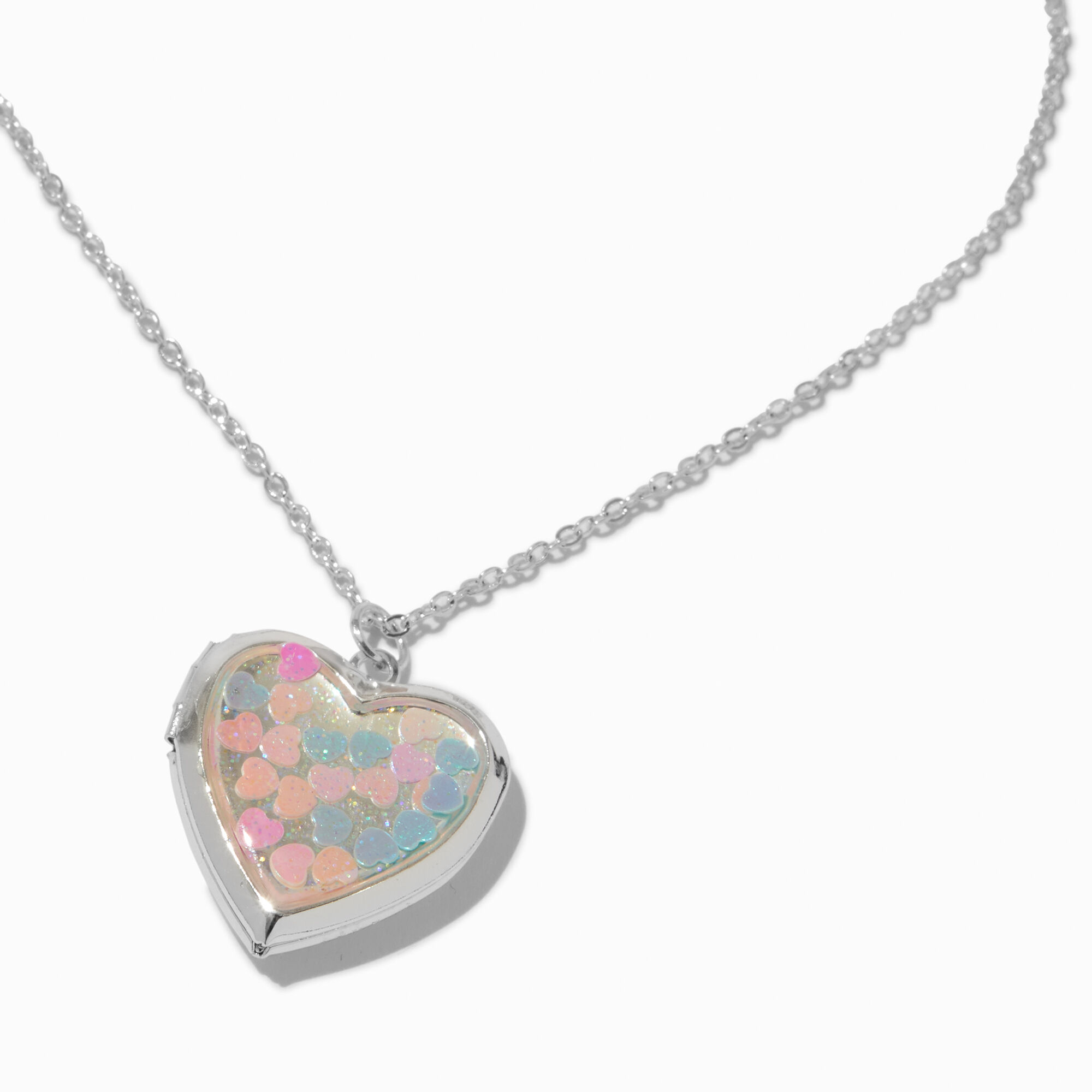 Confetti Heart Locket Pendant Necklace,