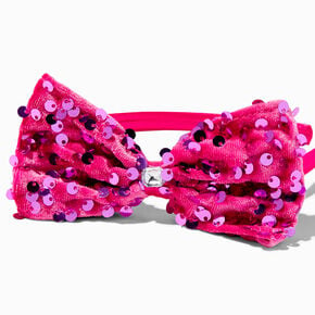 Claire&#39;s Club Hot Pink Sequin Bow Headband,